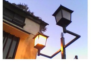 Lamp post next to a house