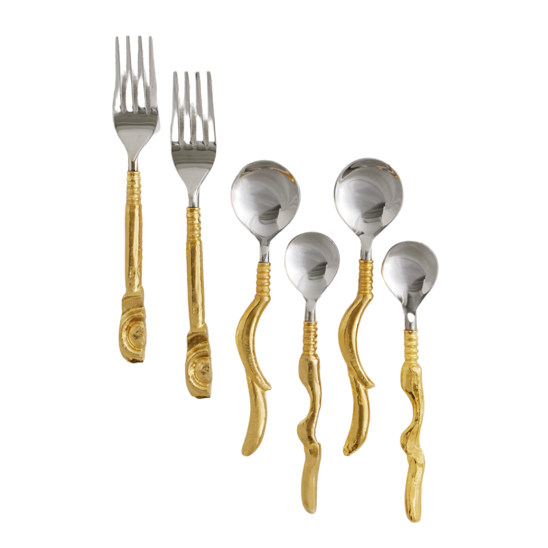 The Totemic Devotion Six-Piece Gold-Plated and Stainless Steel Cutlery Set
