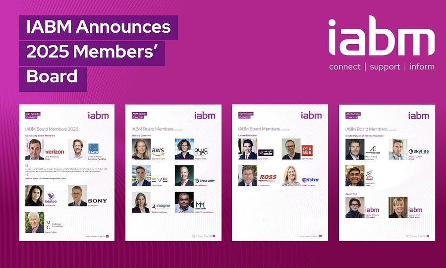 Graphic showing the new Board Members of the IABM