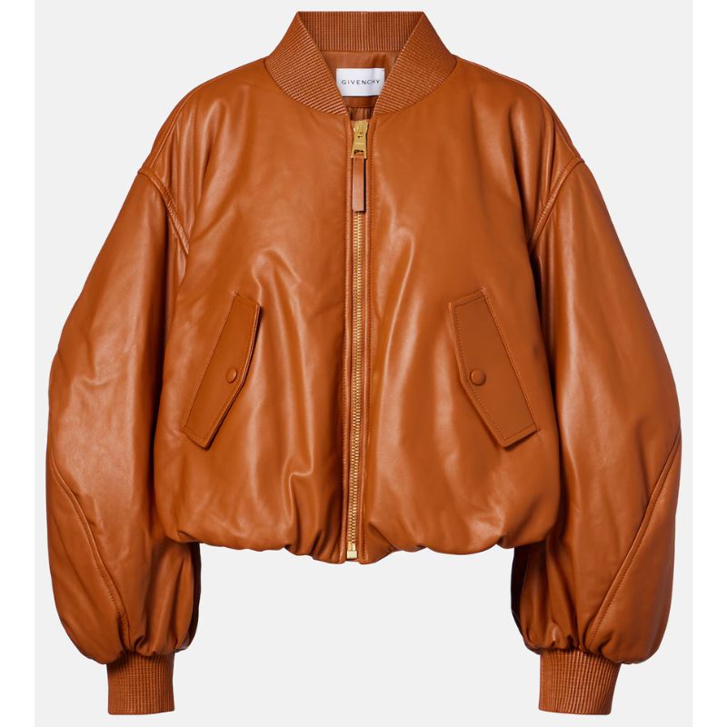 Givenchy , Cocoon cropped leather bomber jacket