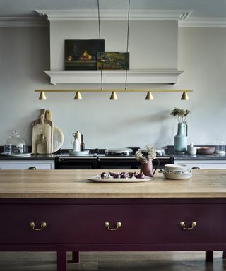 Kitchen lighting idea by Pooky called Pentabulous - a five shade strip chandlier lighting fixture in antique brass