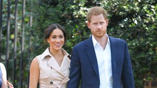 johannesburg, south africa october 02 prince harry, duke of sussex and meghan, duchess of sussex arrive at the creative industries and business reception at the british high commissioners residence to meet with representatives of the british and south african business communities, including local youth entrepreneurs, on day ten of their tour in africa on october 2, 2019 in johannesburg, south africa photo by dominic lipinski poolgetty images