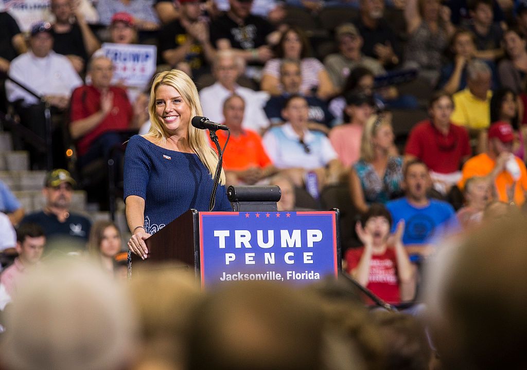 Florida Attorney General Pam Bondi speaking at a Donald Trump rally