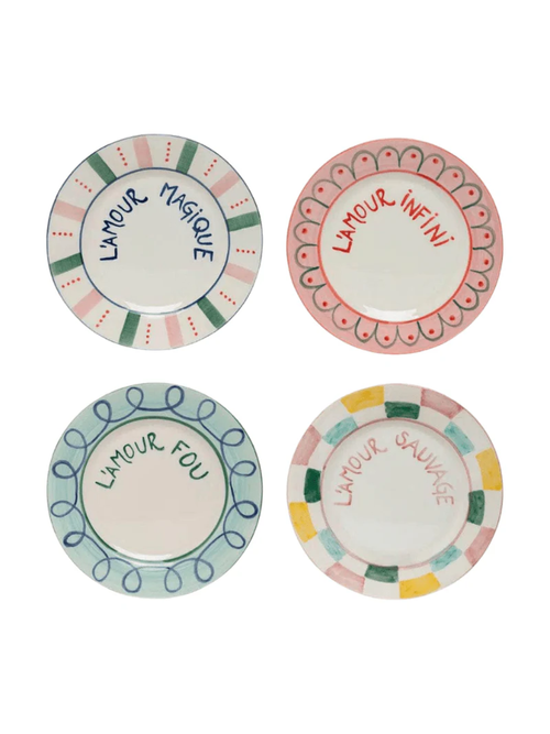 Set of 4 &lsquo;L&rsquo;Amour&rsquo; dessert plates