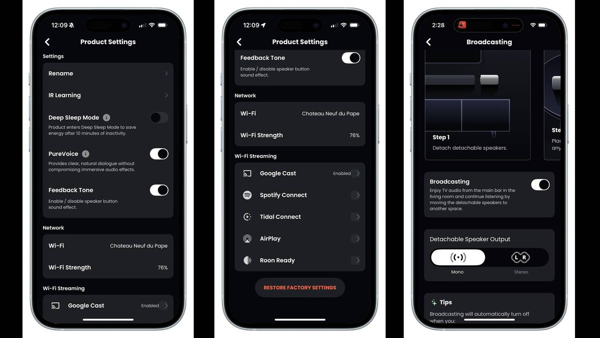 JBL Bar 1000MK2 JBL One app screenshots