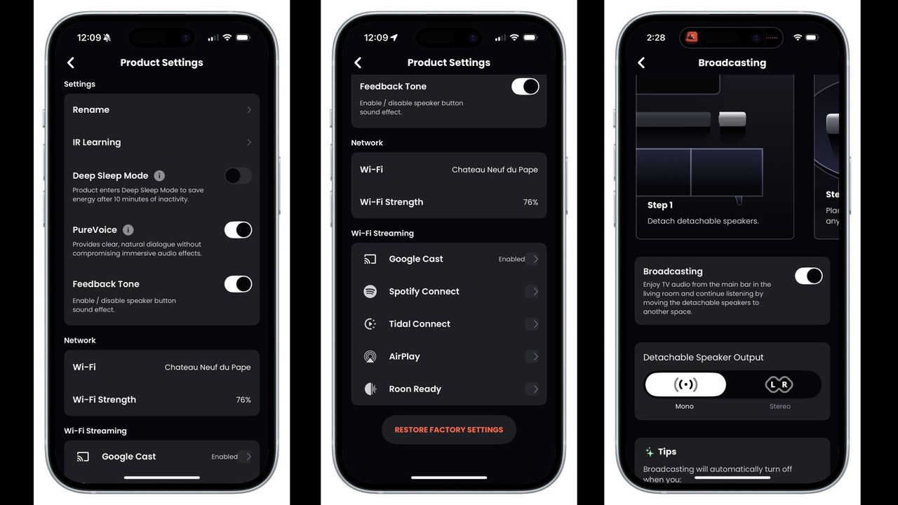 JBL Bar 1000MK2 JBL One app screenshots