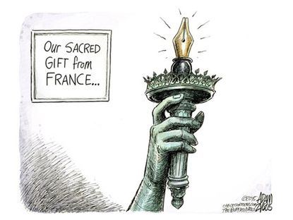 Editorial cartoon Charlie Hebdo power of the pen