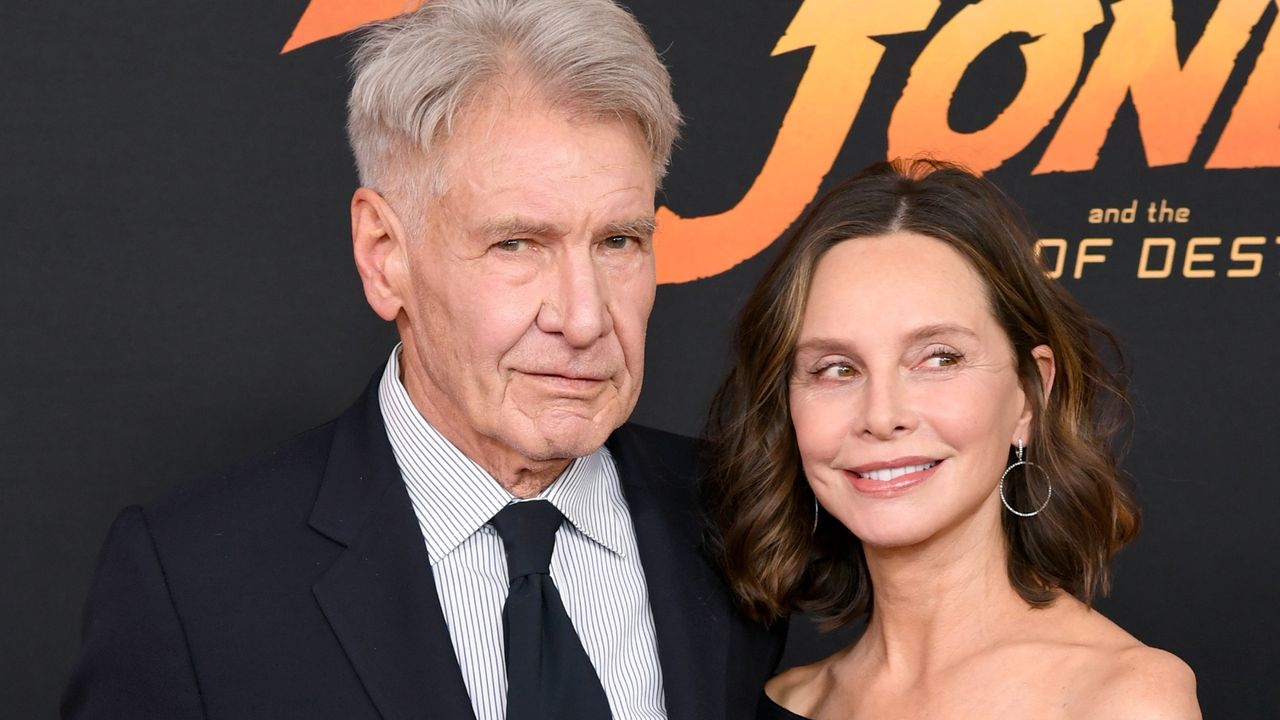 Harrison Ford and Calista Flockhart attend the Los Angeles Premiere of LucasFilms&#039; &quot;Indiana Jones And The Dial Of Destiny&quot; at Dolby Theatre on June 14, 2023 in Hollywood, California. 