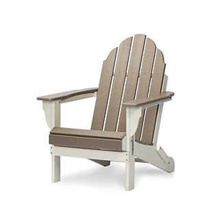 Aoodor Folding Adirondack Chair Patio Chair Outdoor Weather Resistant Painted for Fire Pit &garden 31.5'' (l) X 28.74'' (w) X 37'' (h) - Brown and White