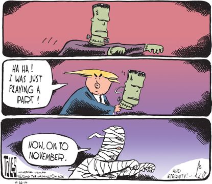 Political Cartoon U.S. Trump General Election