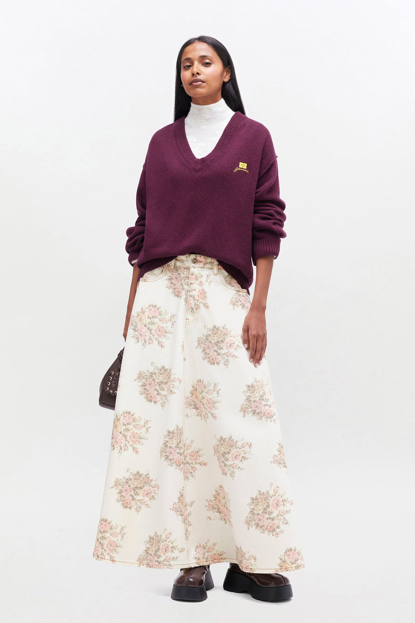 Burgundy Wool Mix V-Neck Jumper