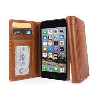 Twelve South Journal for iPhone 8/ 7/ 6 | Leather Wallet Shell and Display Stand (cognac)