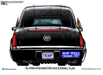 Political Cartoon U.S. Iran Afghanistan Trump Obama