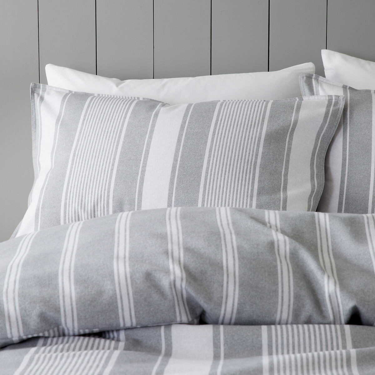 Brushed Ticking Stripe 100% Cotton Duvet Cover and Pillowcase Set