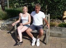Laura Collett at Oaksey House with John Francome