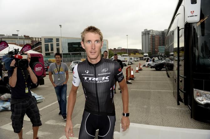 Andy Schleck arrives for the press conference
