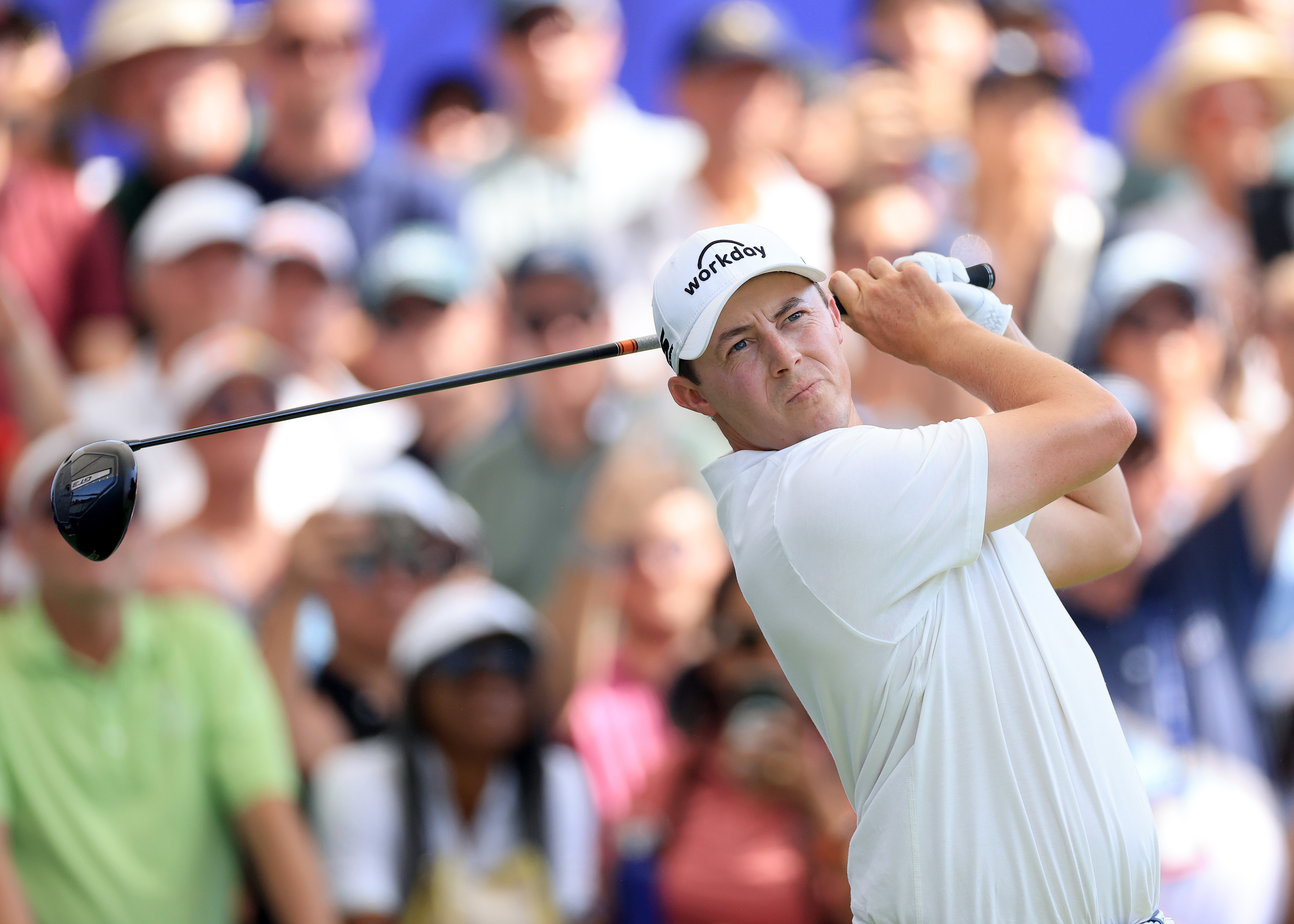 Matt Fitzpatrick hits a driver off the tee