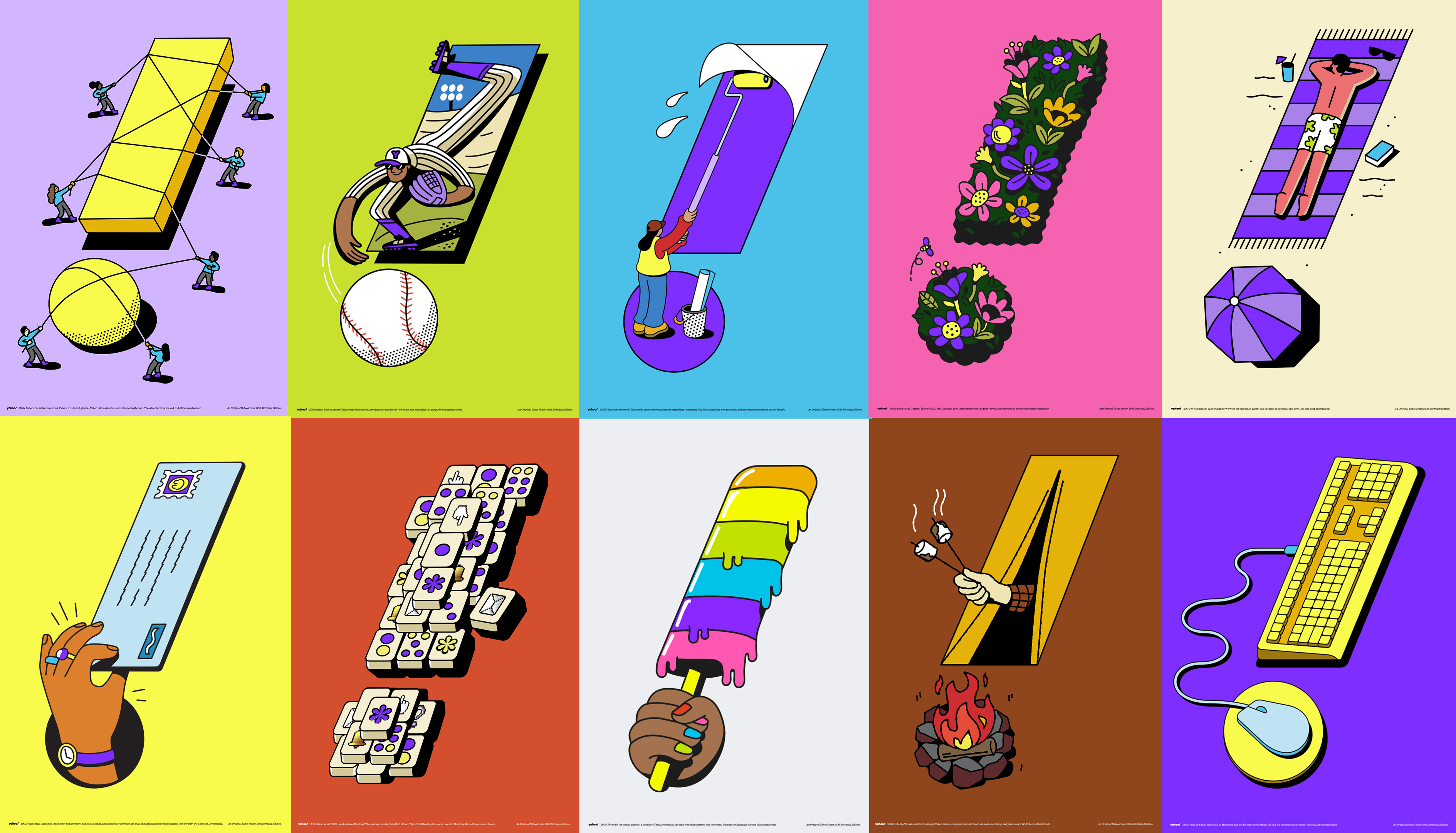 exclamation marks in different colours with different illustrations on