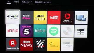 The Home page offers quick tiled access all of the major streaming apps