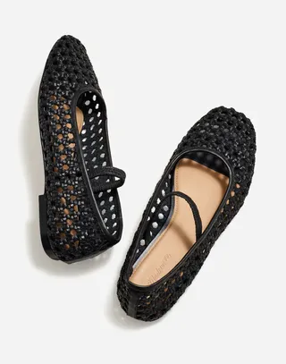 The Greta Ballet Flat in Open-Weave Leather