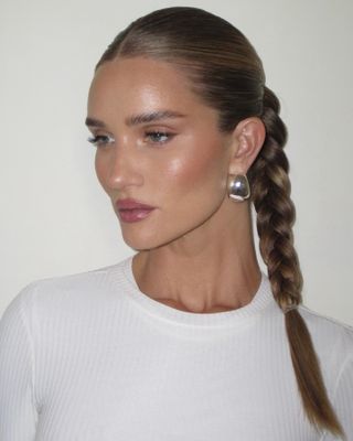 Rosie Huntington-Whitely with braided ponytail