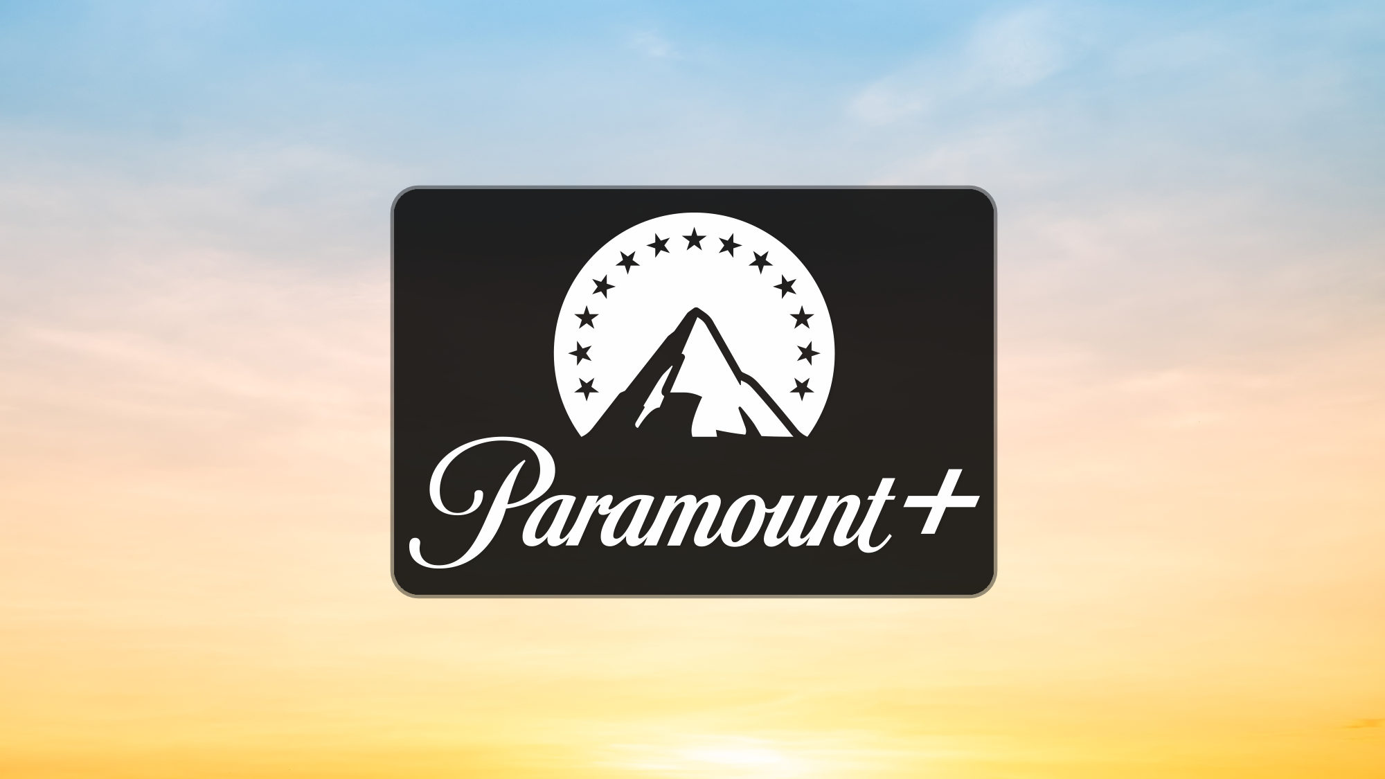 Paramount+ logo on a sunset background