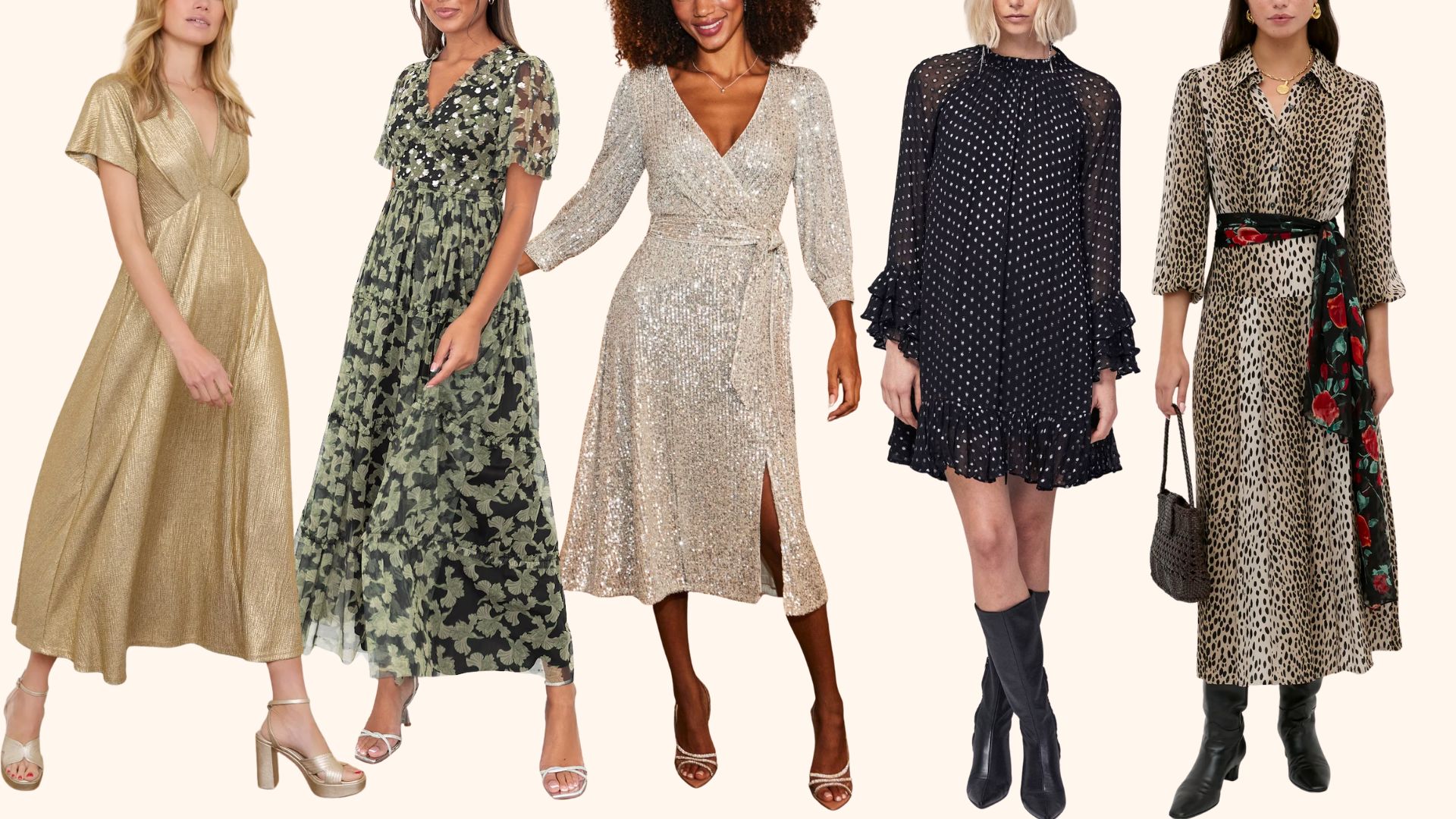 thumbnail image 2 of Drmagiyhm Christmas Dresses For Women Autumn Pleated Prom Hepburn Dresses Long Sleeves Pleated Prom Floral Print Party Winter Party Cocktail Dress Black 2 of 13