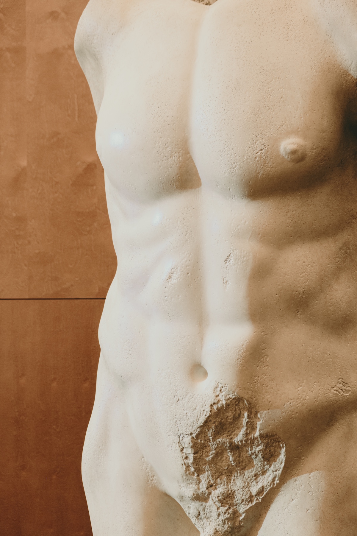 Saints Laurent marble bust from show set at Paris Fashion Week