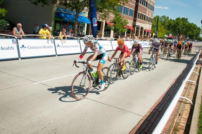 A NOW rider strings out the field before cornering on to College Avenue.