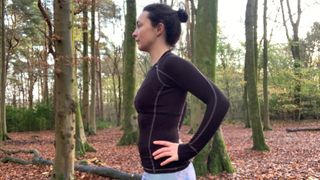 Julia Clarke wearing the Highlander Bamboo Base Layer Long Sleeve Top