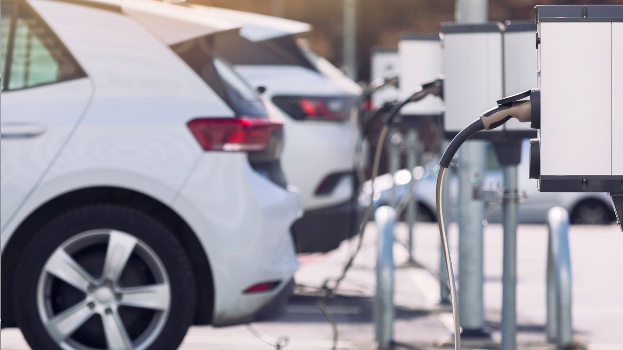 An electric car charging station. 