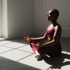 A woman doing exercise moves to relieve tension