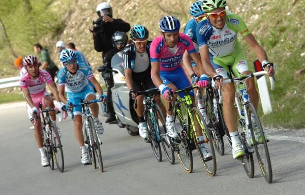 Scarponi follows but he was dropped at the top of the climb