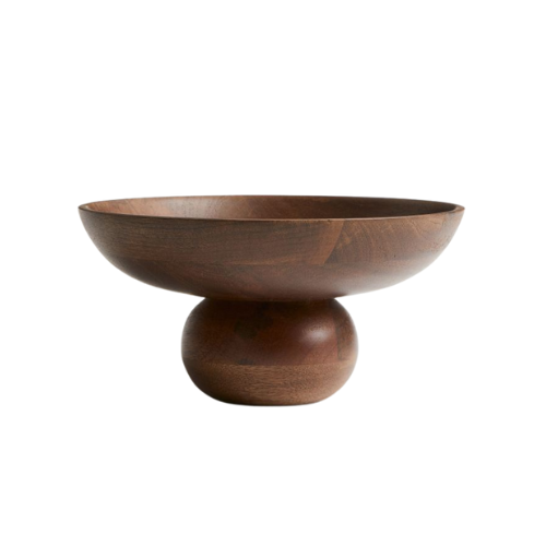 Footed Wooden Bowl