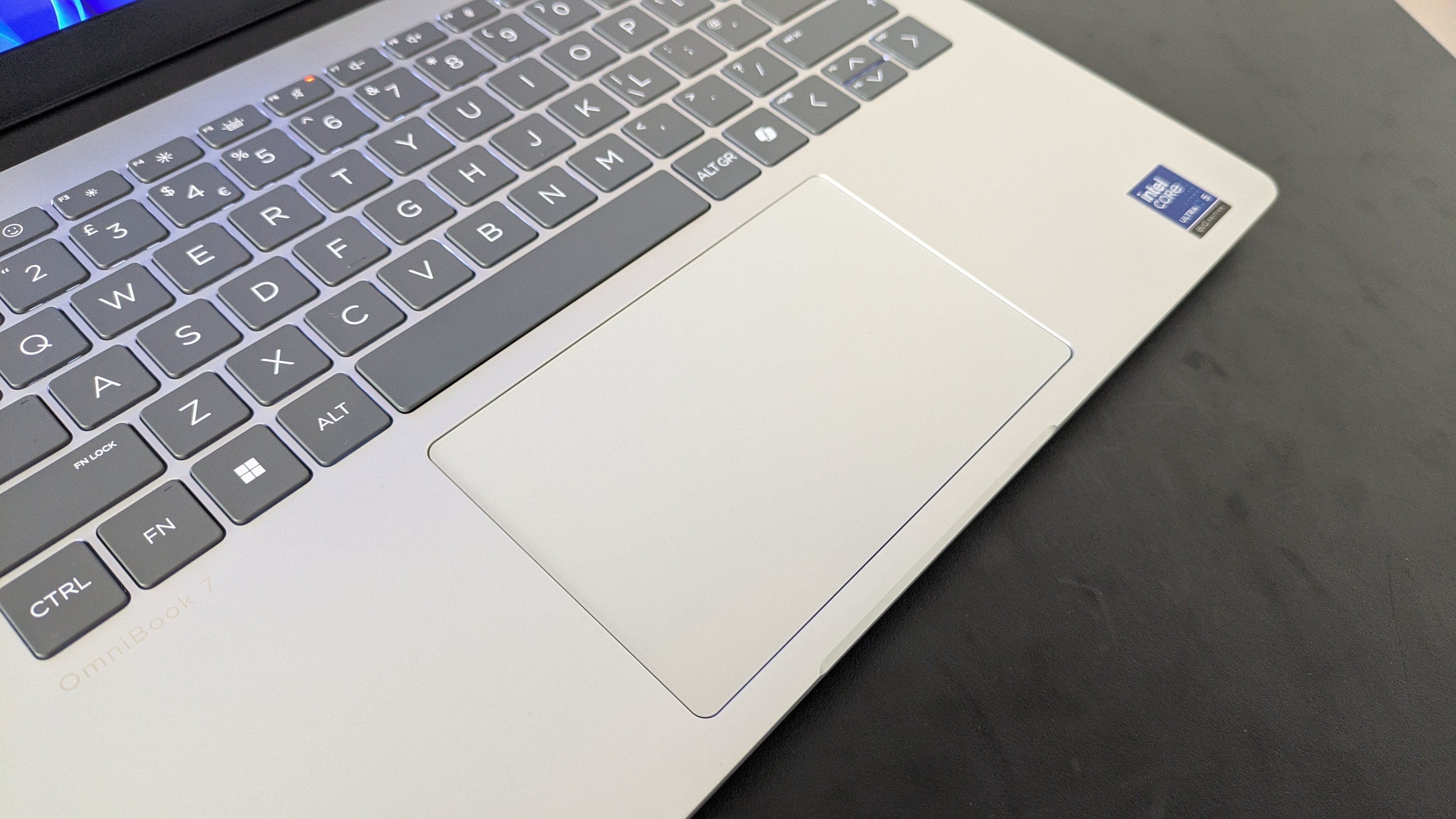 Close-up of touchpad on HP OmniBook 7 14-inch