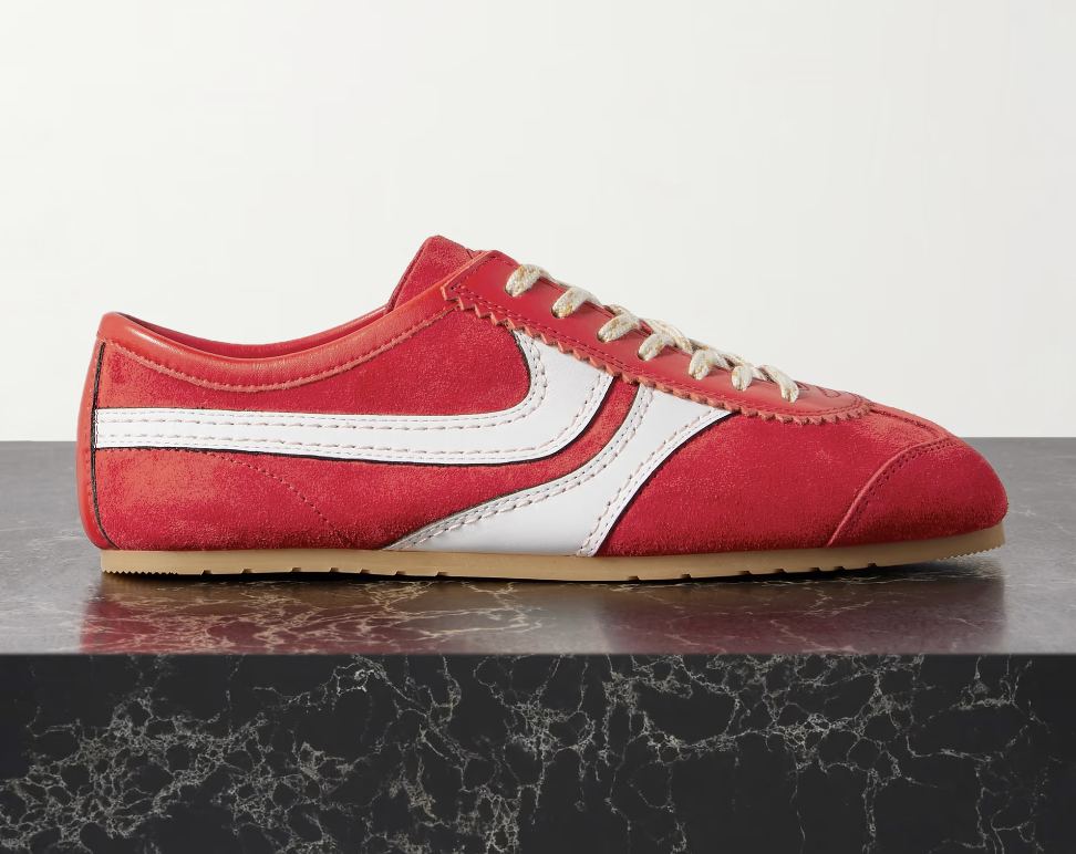 Dries Van Noten , Leather-trimmed suede sneakers