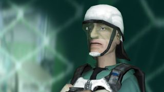 The security guard in Abiotic Factor's Office Sector plaza.