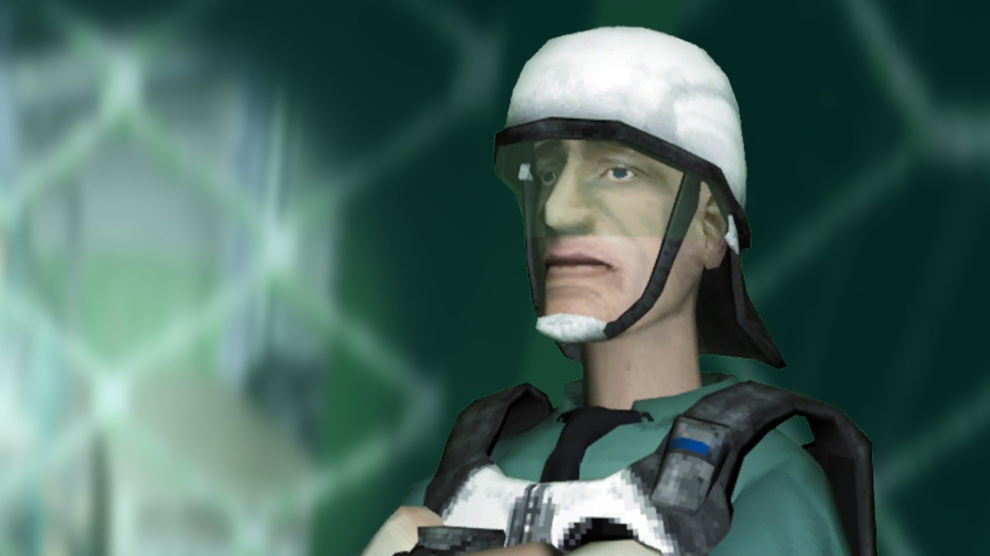 The security guard in Abiotic Factor&#039;s Office Sector plaza. 