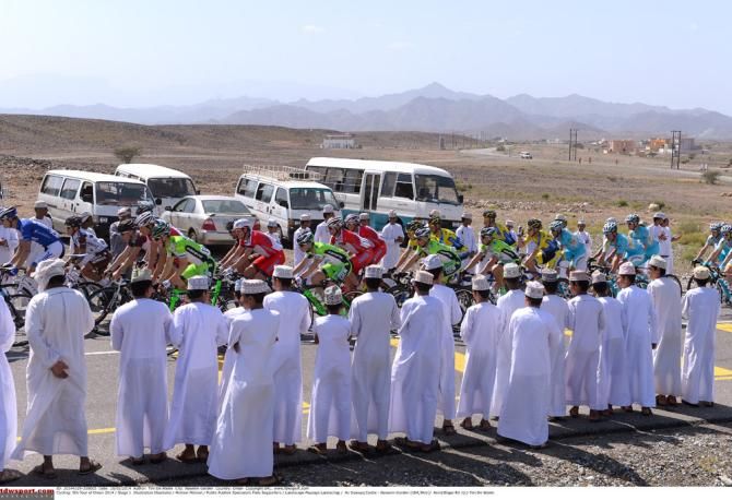 Some spectators out to see the racing action during the opening stage at the Tour of Oman