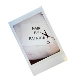 Beauty Backed Trust Industry Icons Patrick Wilson polaroid of words 'hair by patrick'