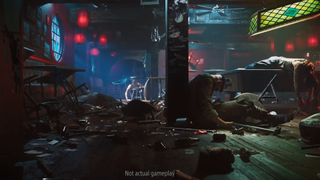 Un bar jonché de corps à la suite d'une bagarre entre Wolverine et un groupe d'hommes.