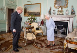 Boris Johnson and the Queen at Buckingham palace