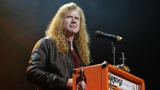 : Dave Mustaine of Megadeth wins Golden God Award at the Metal Hammer Golden Gods awards on June 15, 2015 in London, England.