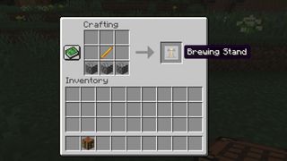 Minecraft potions - a brewing stand being crafted on a crafting table