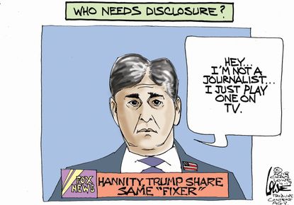 Political cartoon U.S. Sean Hannity Trump Michael Cohen journalism Fox News
