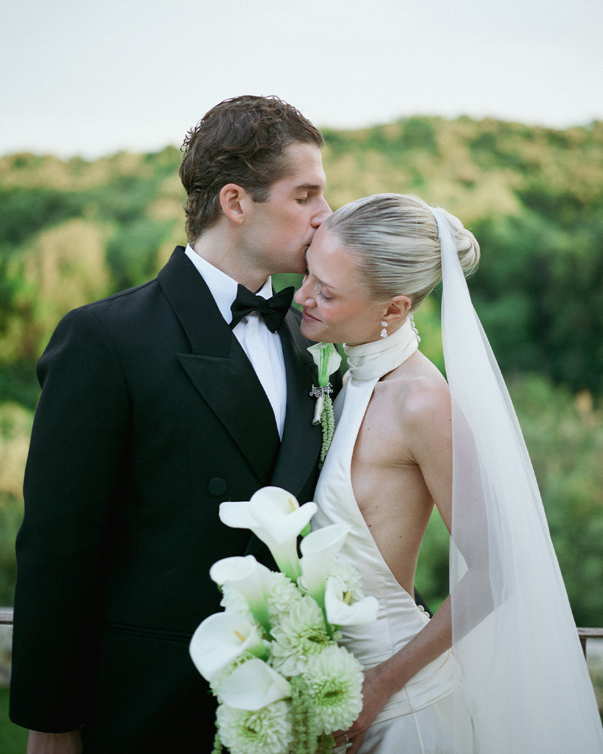 Max and Karoline in their wedding outfits.