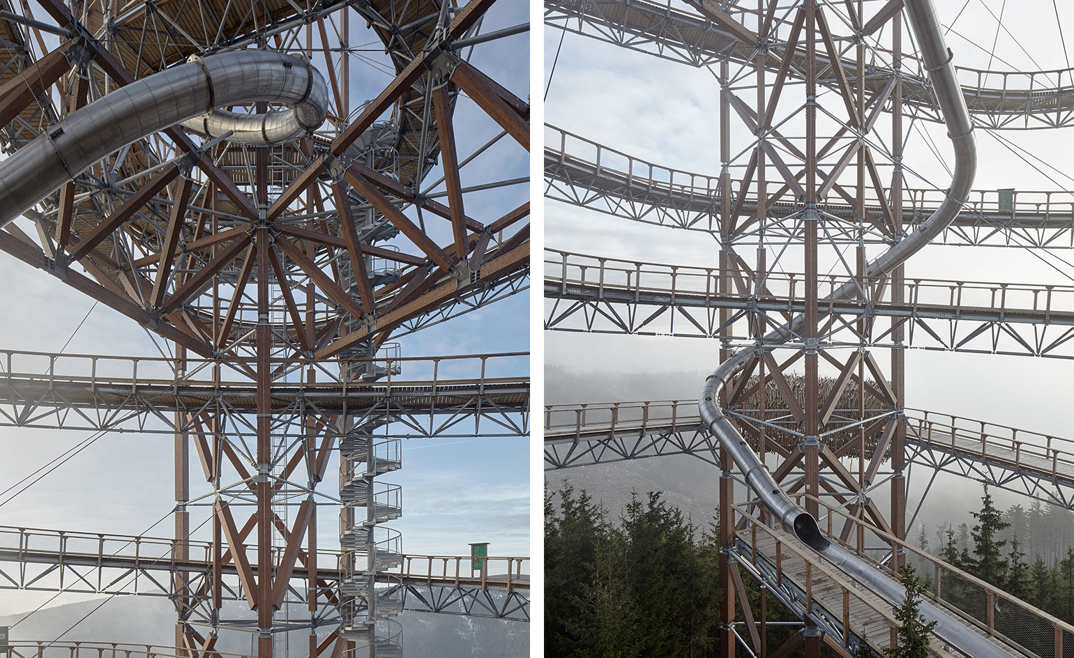 101m inbuilt slide at austere mountain tower