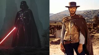 Split image of Darth Vader and Clint Eastwood from The Good The Bad and The Ugly