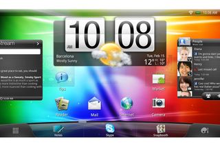 The HTC Flyer's homescreen oriented horizontally