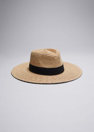 Grosgrain-Trimmed Straw Hat